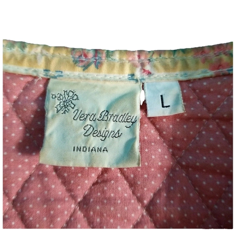 Vera Bradley Vtg Yellow Pink Floral Quilted Vtg L Sz S Blazer Lightweight PTP 19 - Picture 8 of 9
